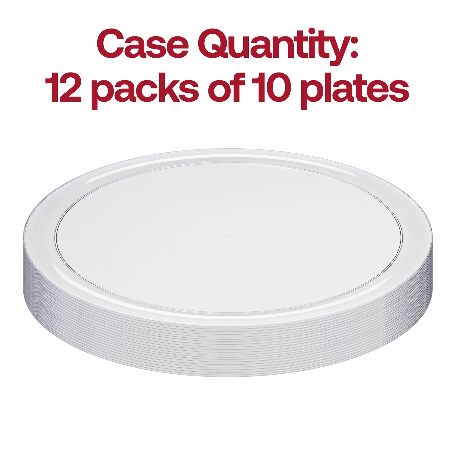 Clear Flat Round Disposable Plastic Dinner Plates (10") Quantity | The Kaya Collection