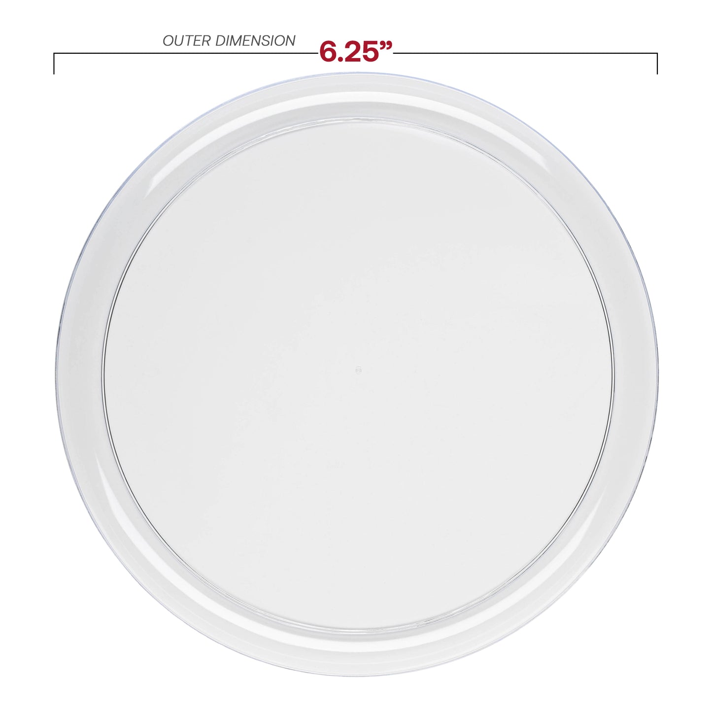 Clear Flat Round Disposable Plastic Pastry Plates (6.25") Dimension | The Kaya Collection