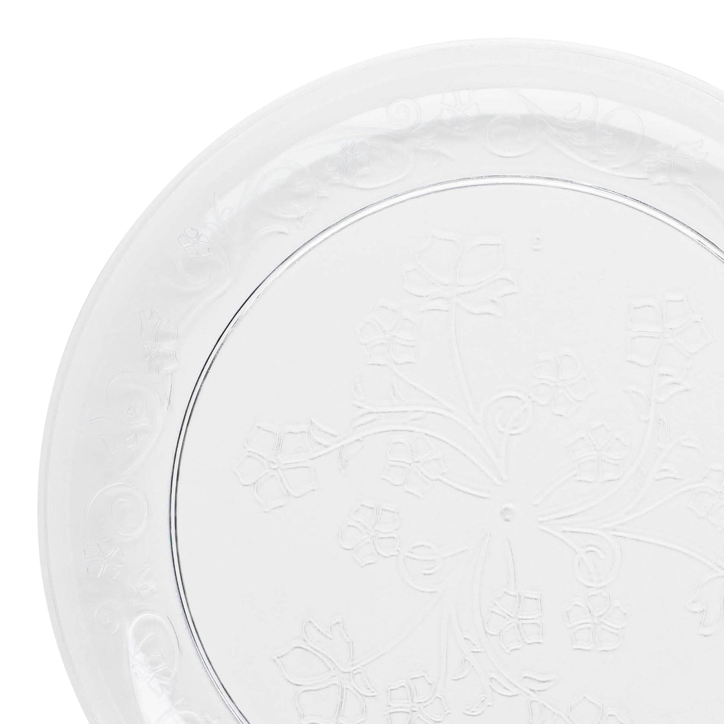 Clear Floral Round Plastic Pastry Plates (6.25")