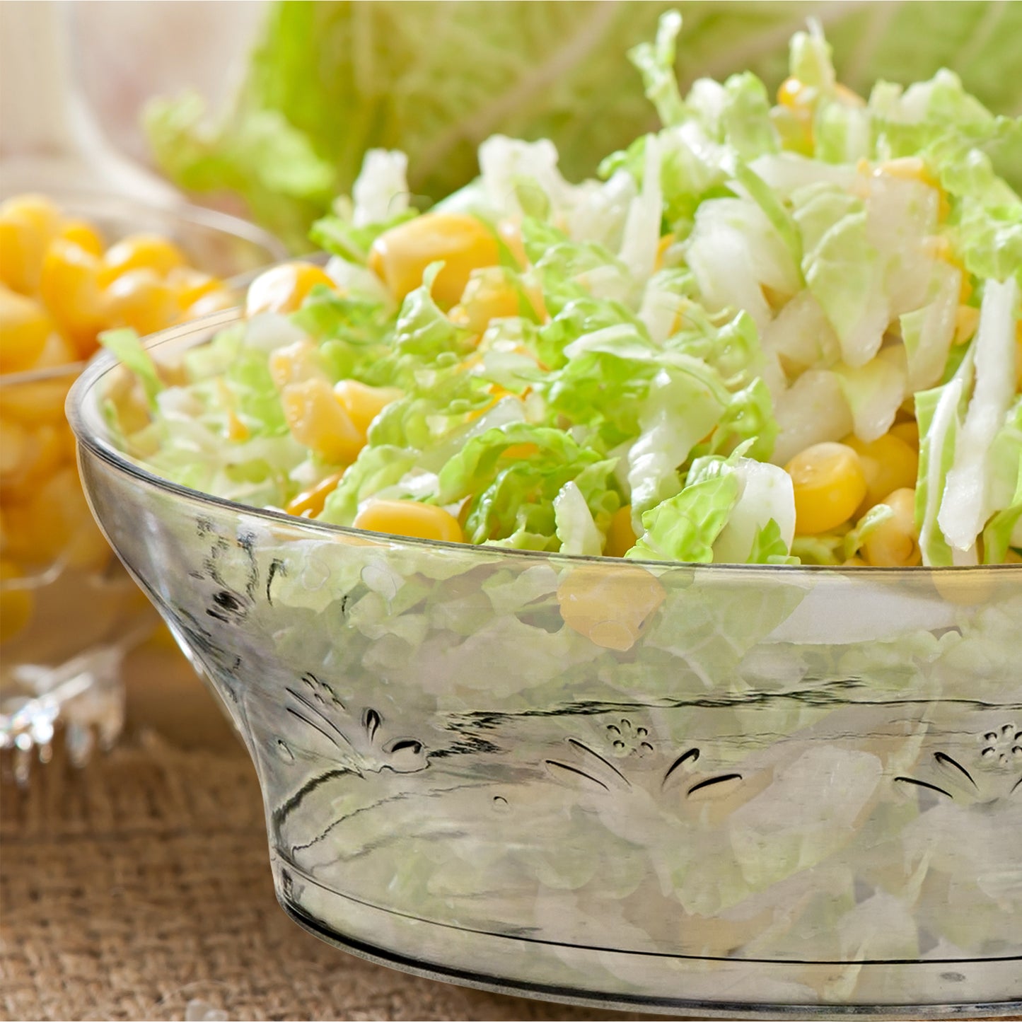 Clear Floral Round Plastic Soup Bowls (10 oz.)