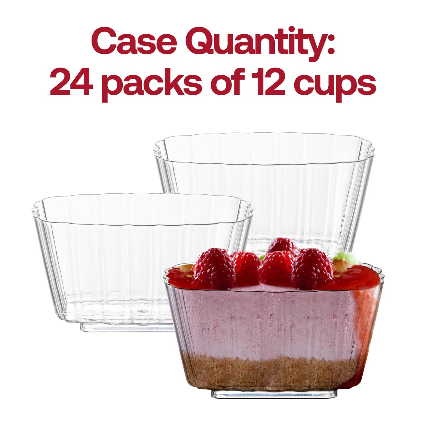 5.5 oz. Clear Fluted Rectangular Plastic Disposable Pudding Cups Quantity | The Kaya Collection