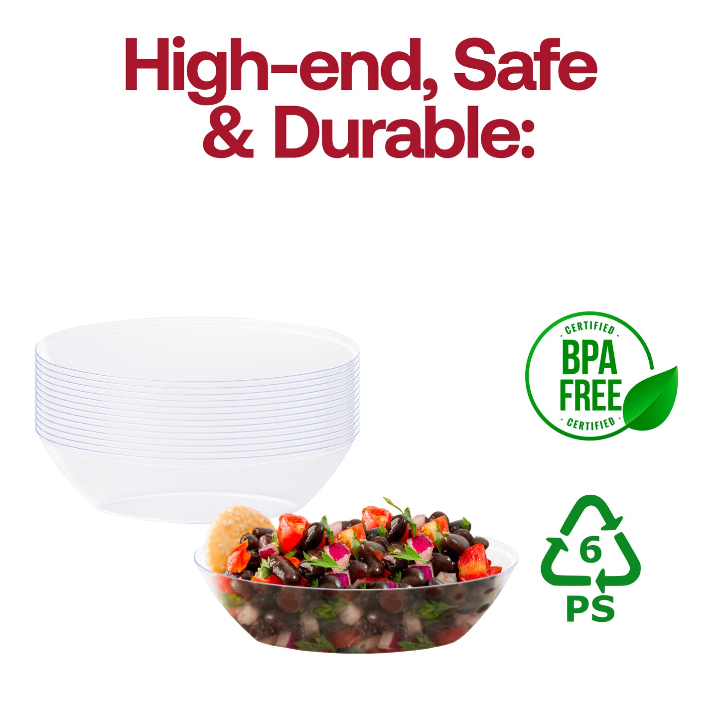 Clear Oval Disposable Plastic Serving Bowls (2 qt.)