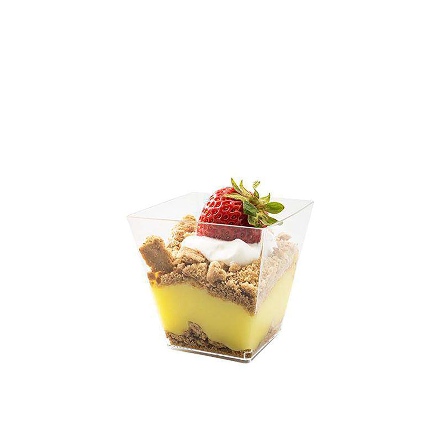 2 oz. Clear Disposable Plastic Mini Verrine Sample Cube Cups