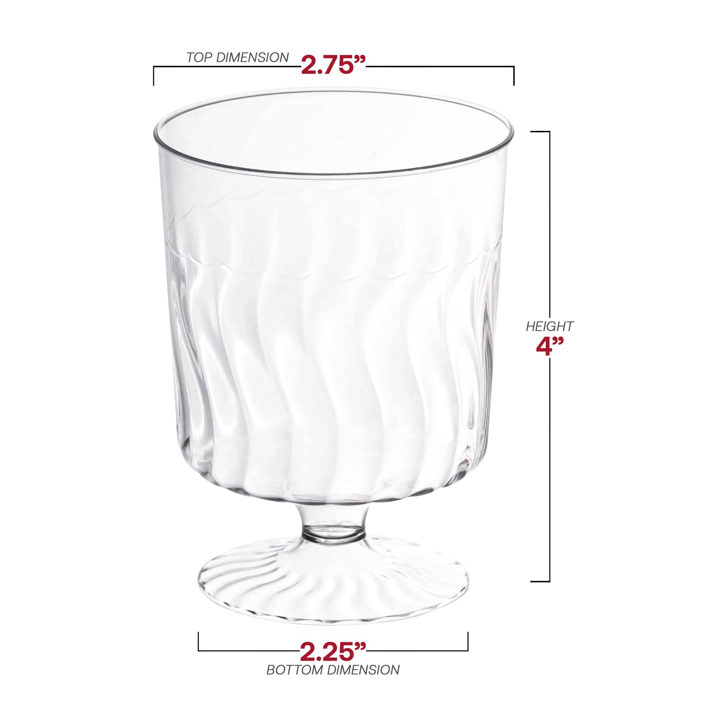 8 oz. Clear Disposable Plastic Pedestal Wine Glasses