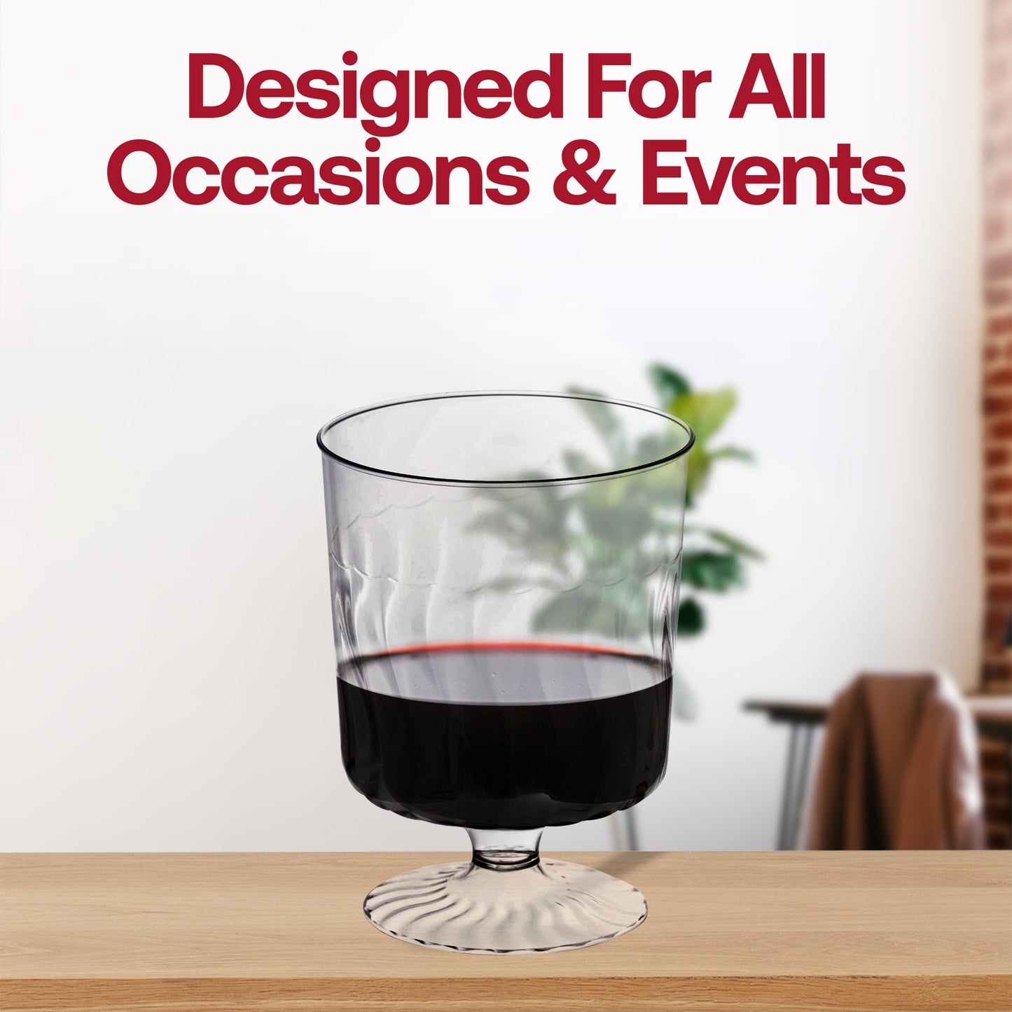 8 oz. Clear Disposable Plastic Pedestal Wine Glasses
