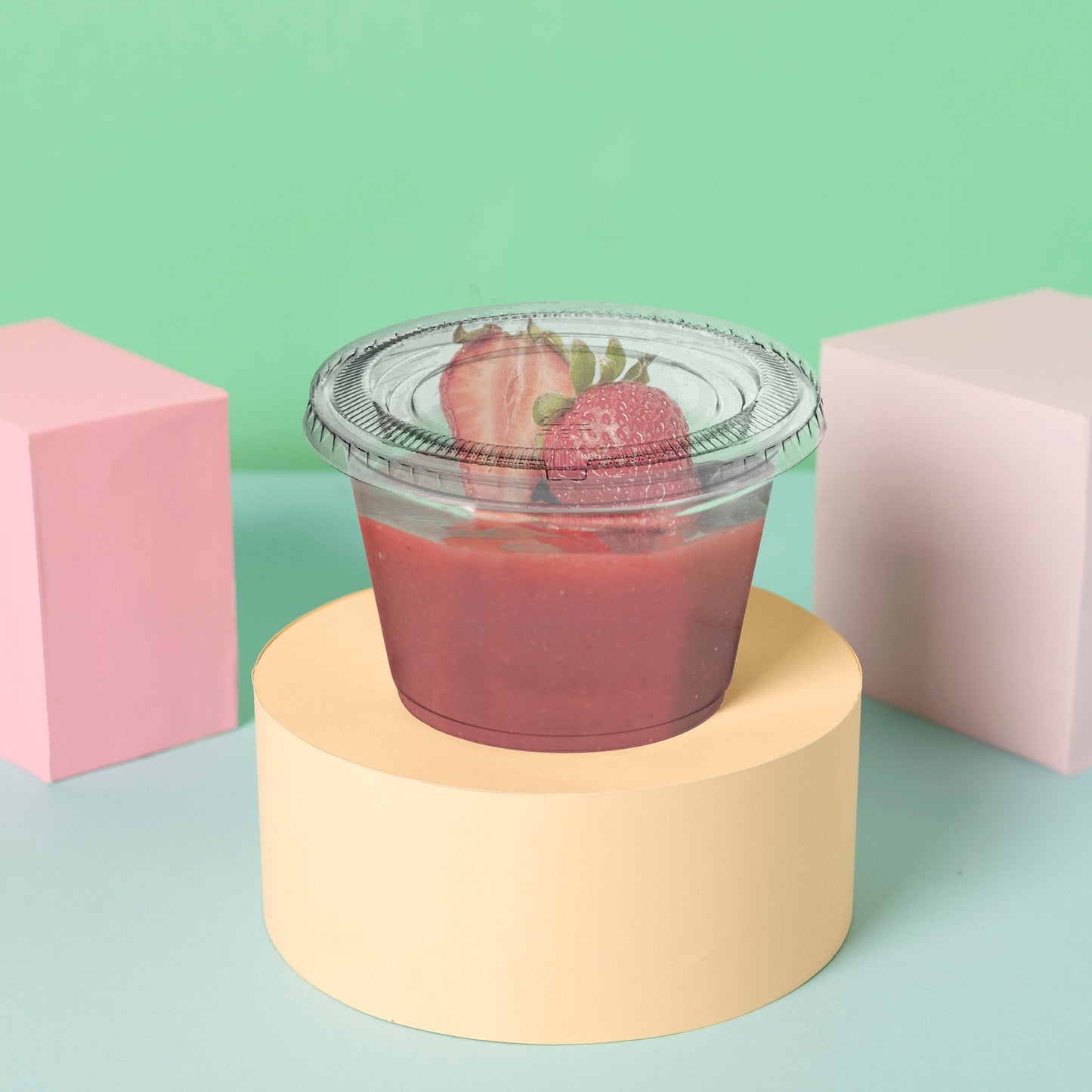 2oz Clear Plastic Disposable Souffle Cups with Lids