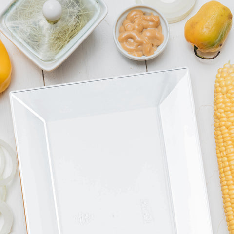 Clear Rectangular Disposable Plastic Dessert Plates (5.5
