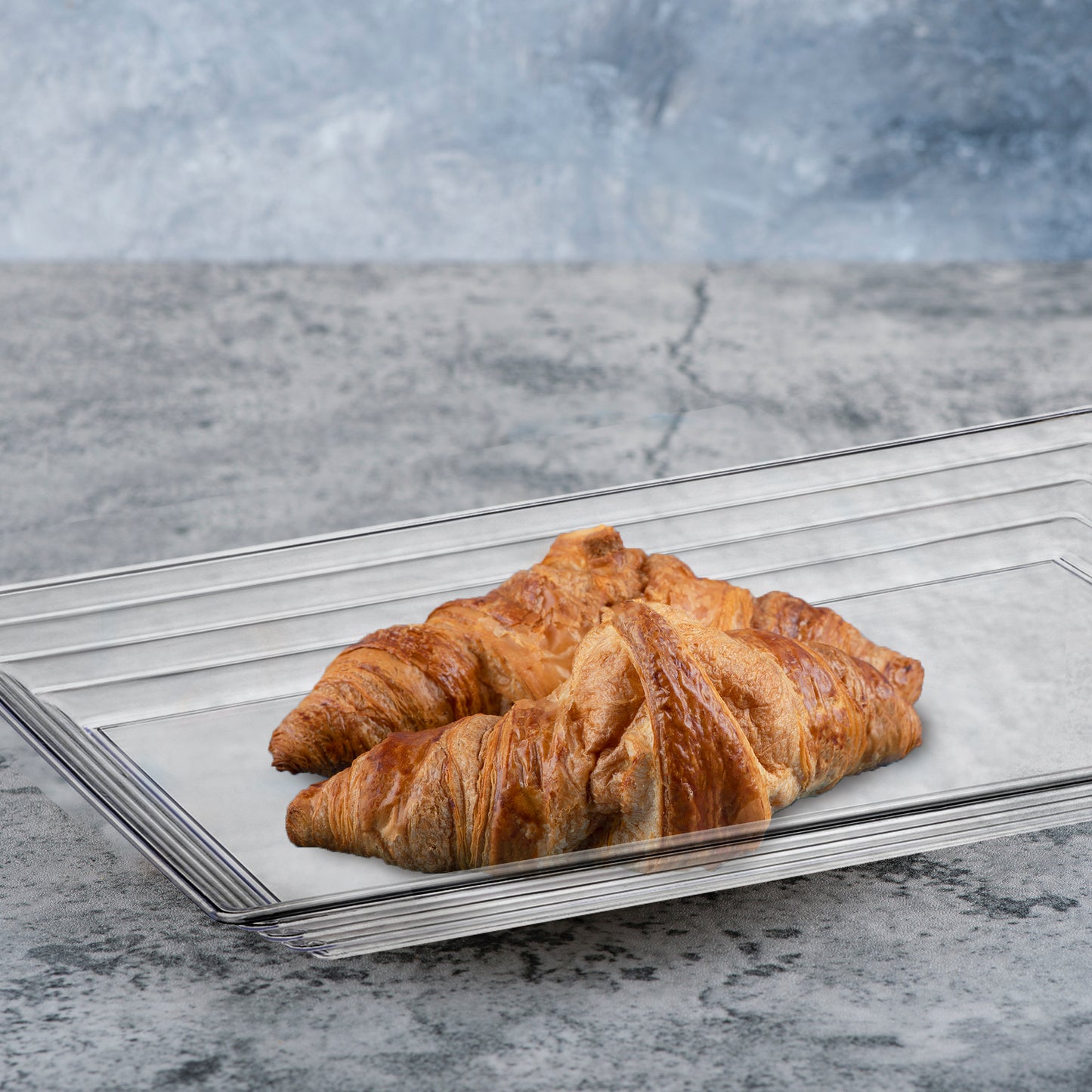 9" x 13" Clear Rectangular with Groove Rim Disposable Plastic Serving Trays