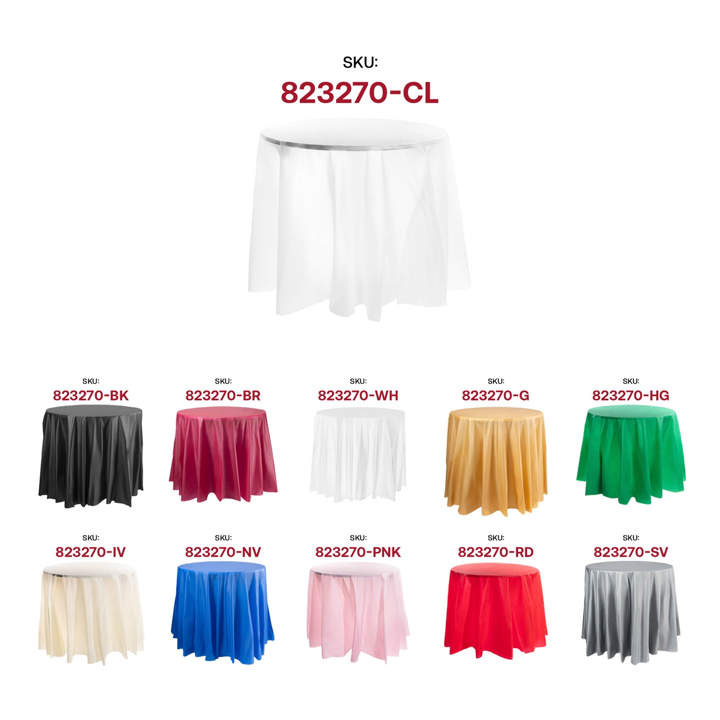 Clear Round Plastic Tablecloths (84")
