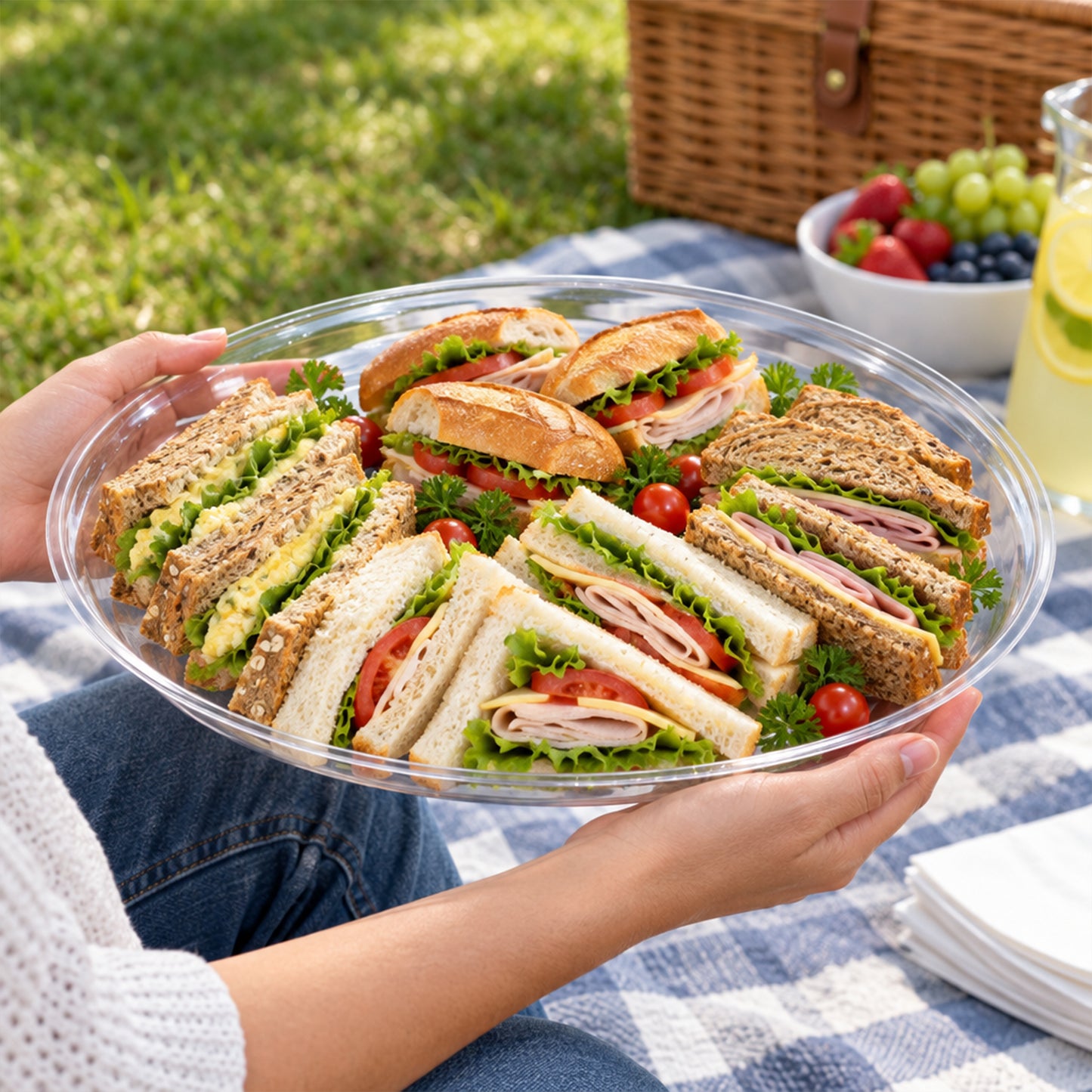 16" Clear Round Plastic Trays