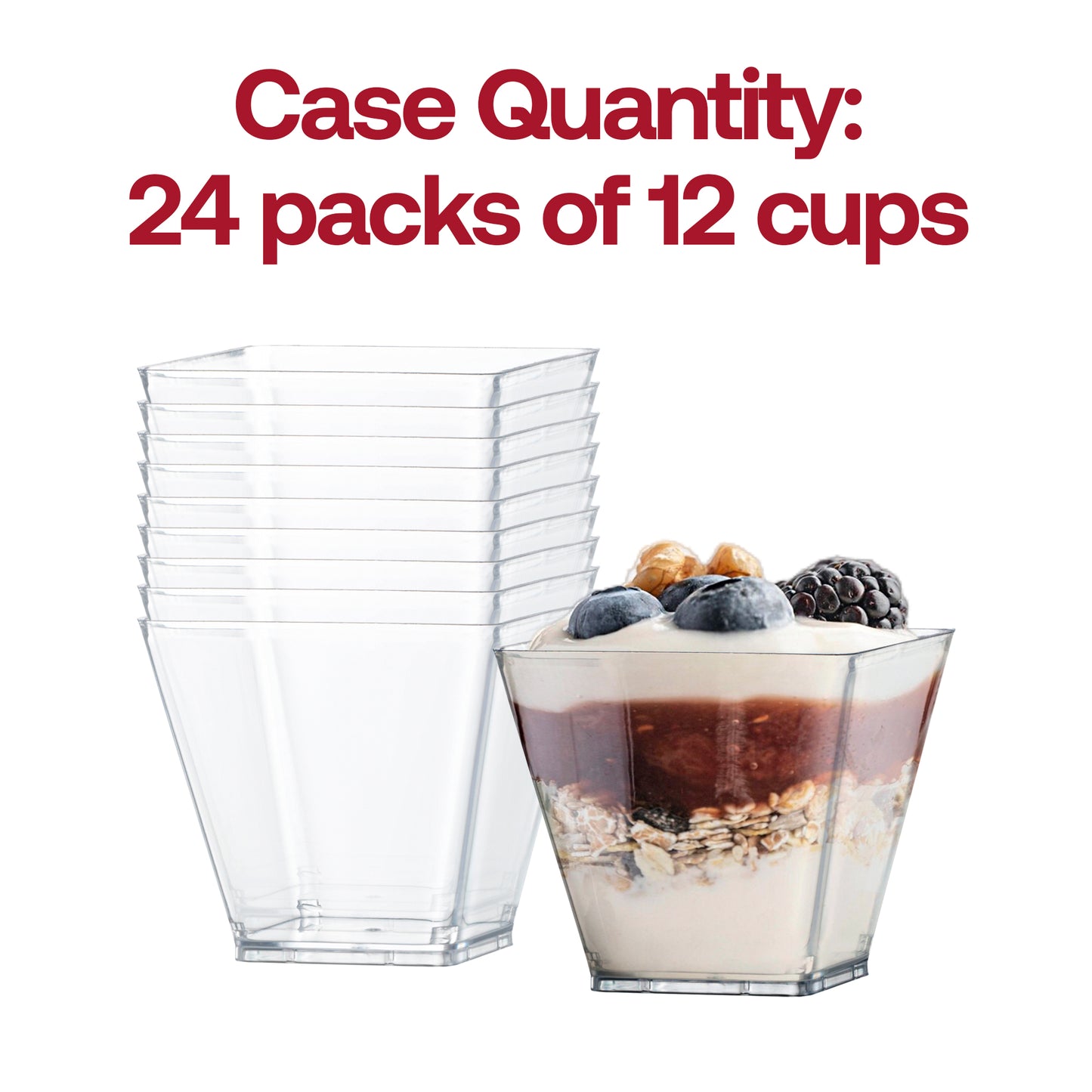 3.5 oz. Clear Square Disposable Plastic Mini Cups with Lids Quantity | The Kaya Collection