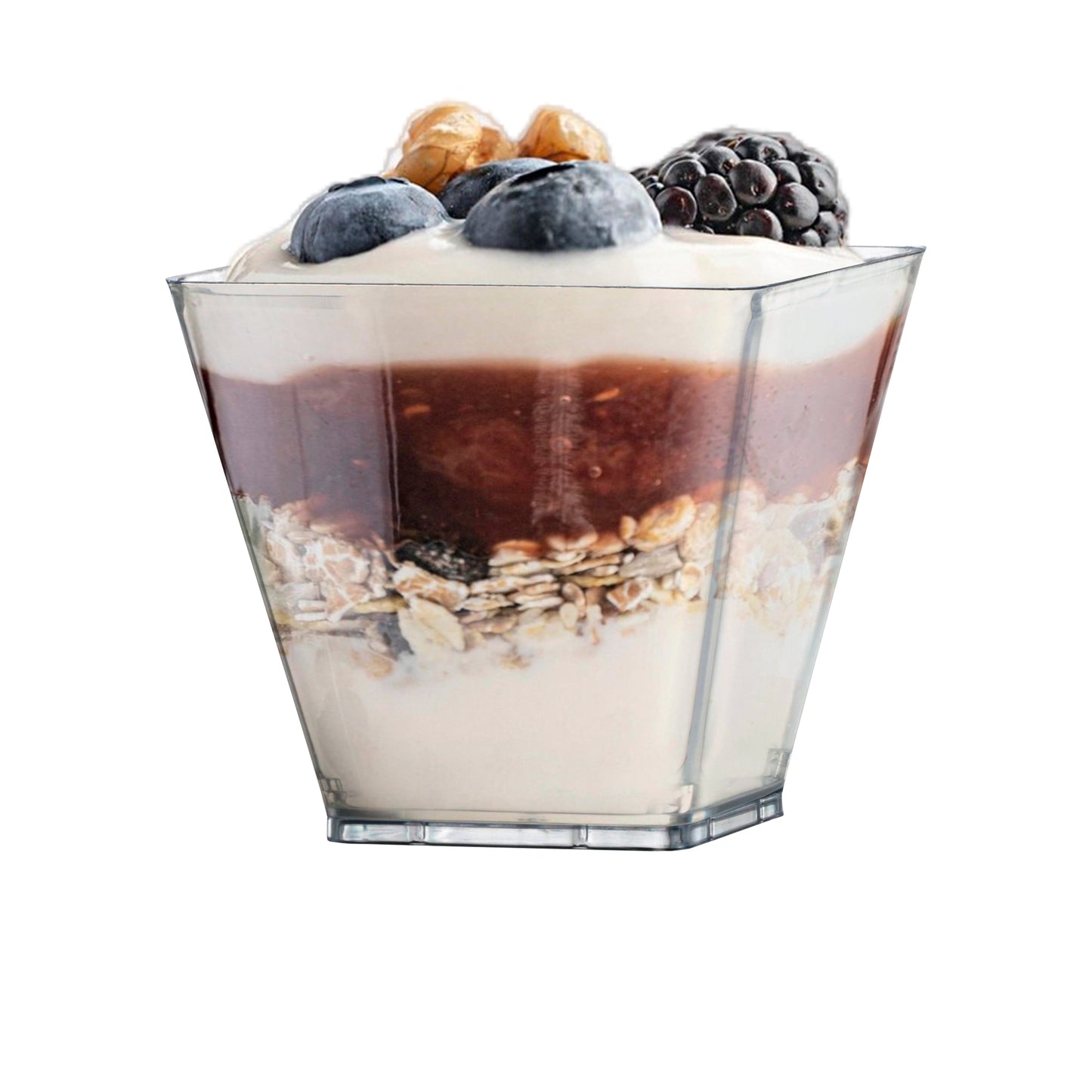 3.5 oz. Clear Square Disposable Plastic Mini Cups with Lids Secondary | The Kaya Collection
