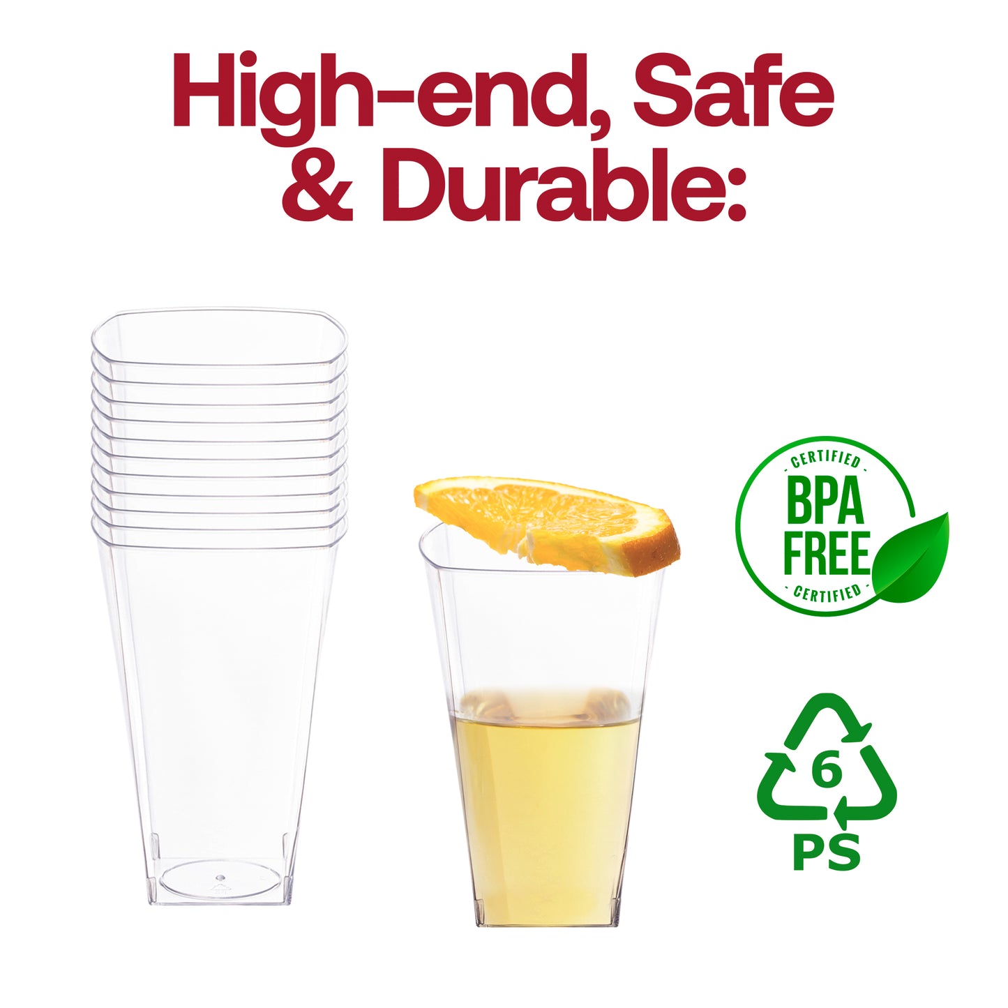 10 oz. Clear Square Disposable Plastic Cups