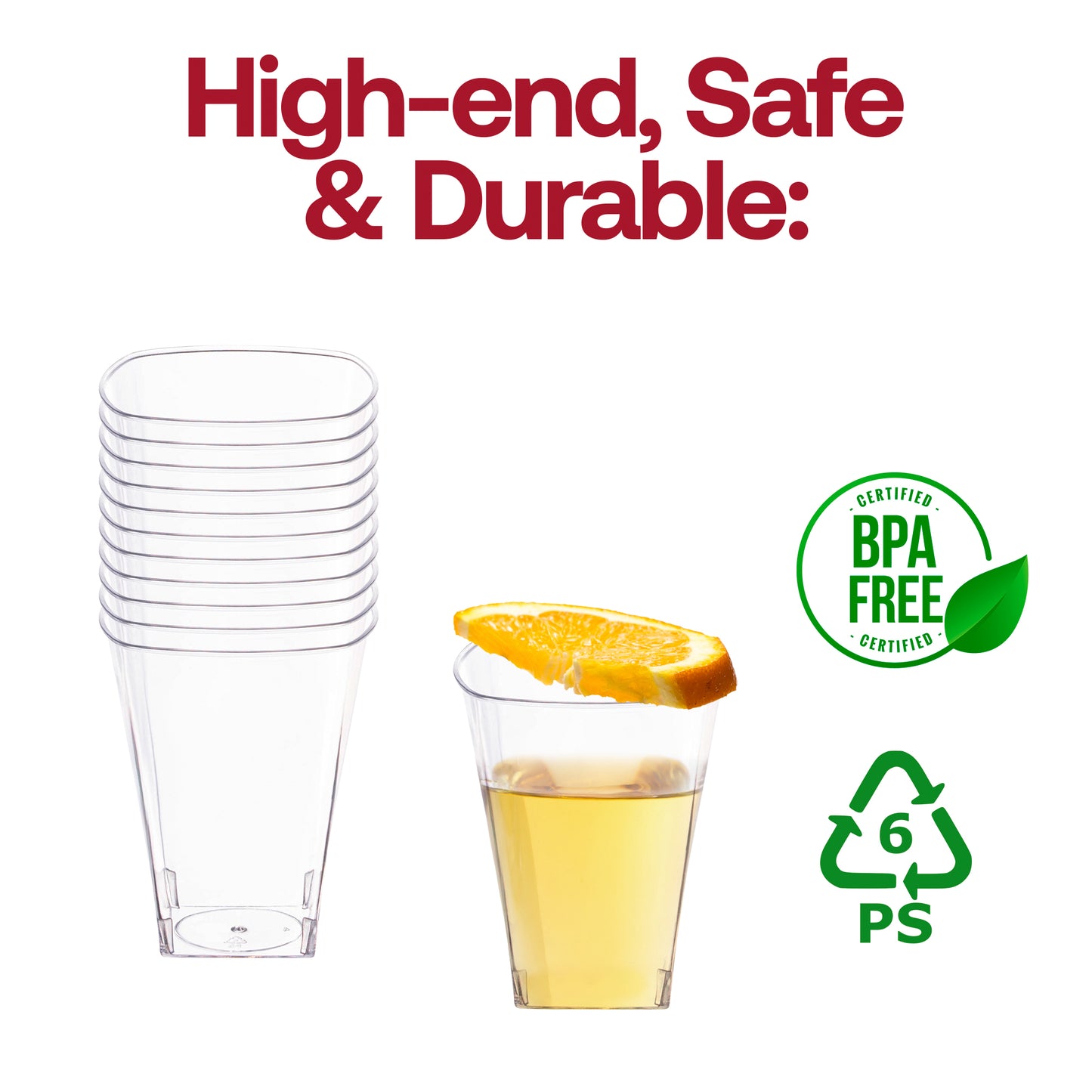 8 oz. Clear Square Disposable Plastic Cups
