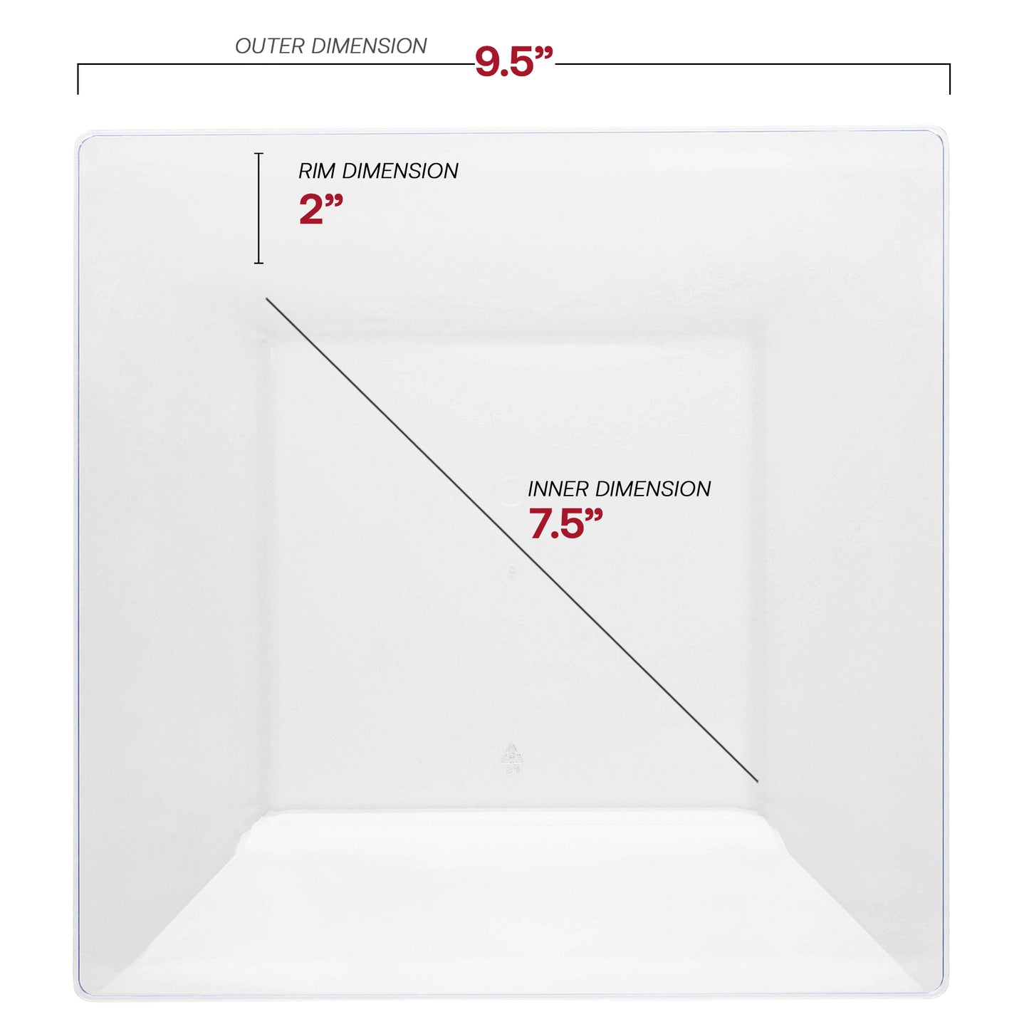 Clear Square Disposable Plastic Dinner Plates (9.5")