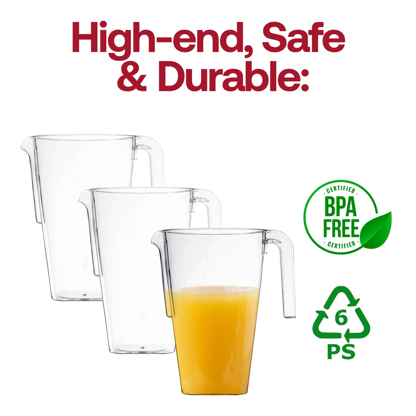 52 oz. Clear Square Plastic Disposable Pitchers BPA | The Kaya Collection