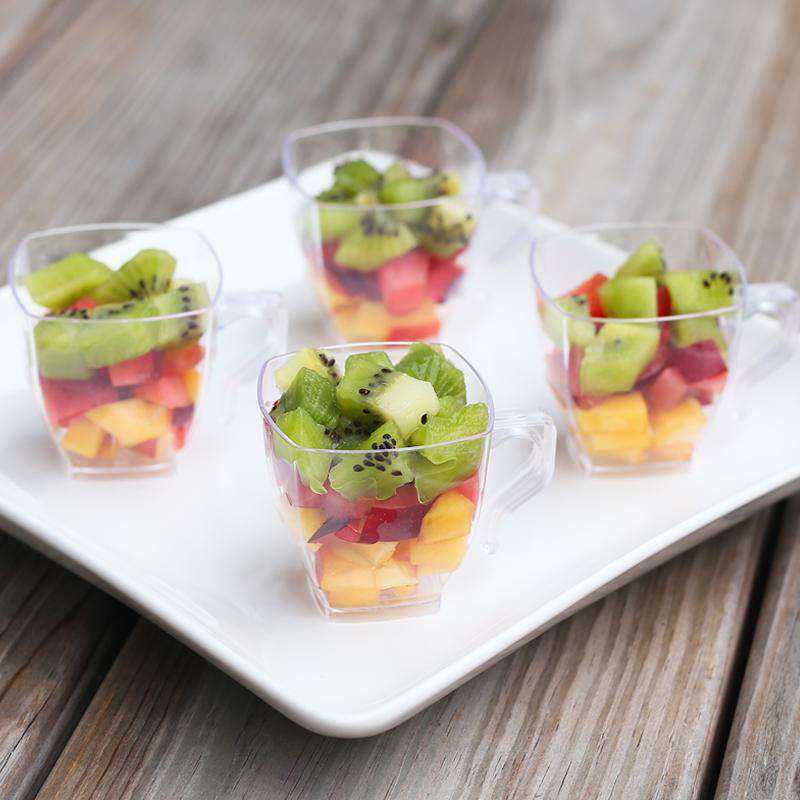 2 oz. Clear Square Disposable Plastic Mini Coffee Tea Cups