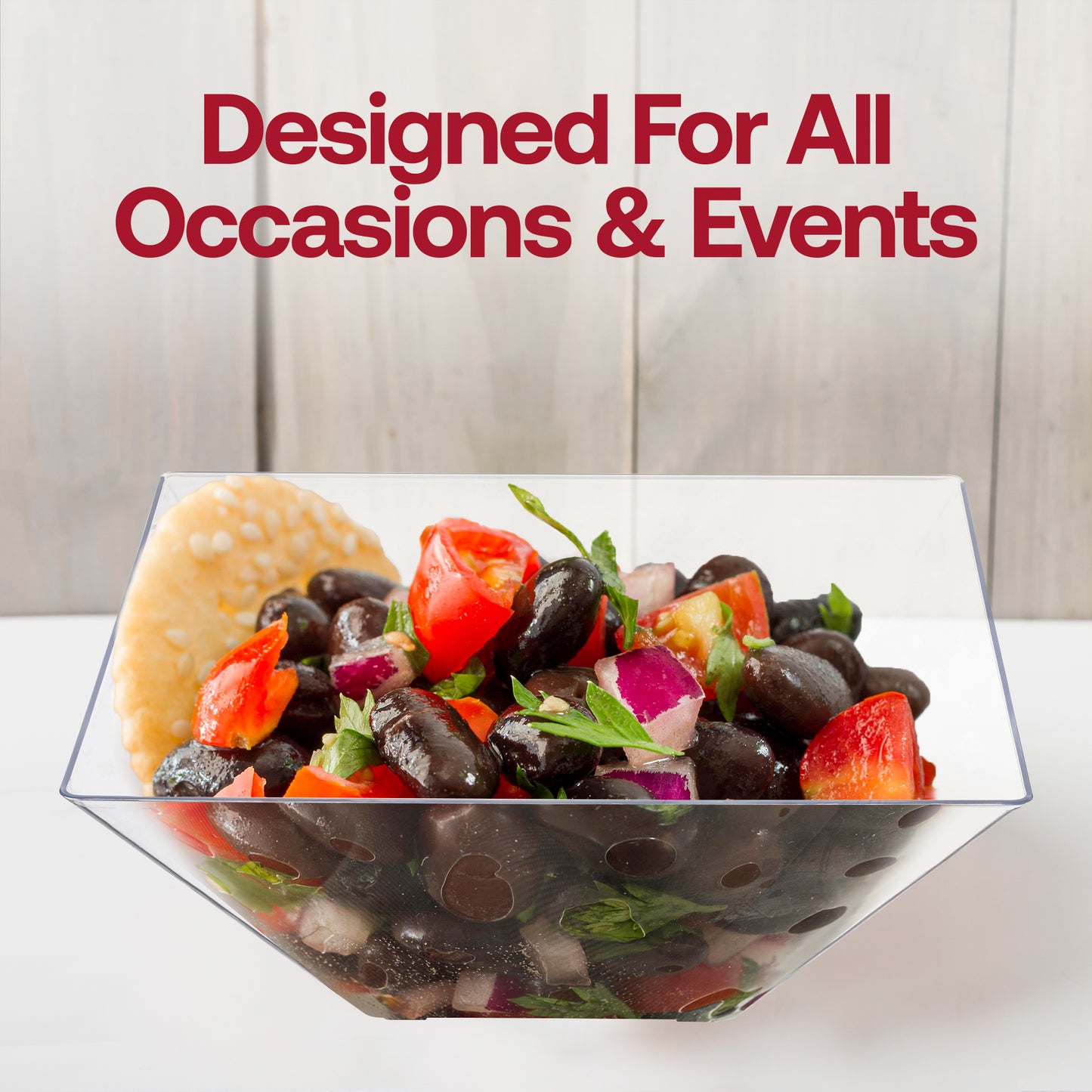 Clear Square Disposable Plastic Serving Bowls (3 qt.)