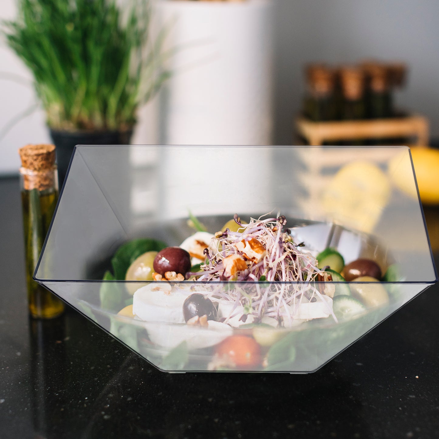 Clear Square Disposable Plastic Serving Bowls (3 qt.)