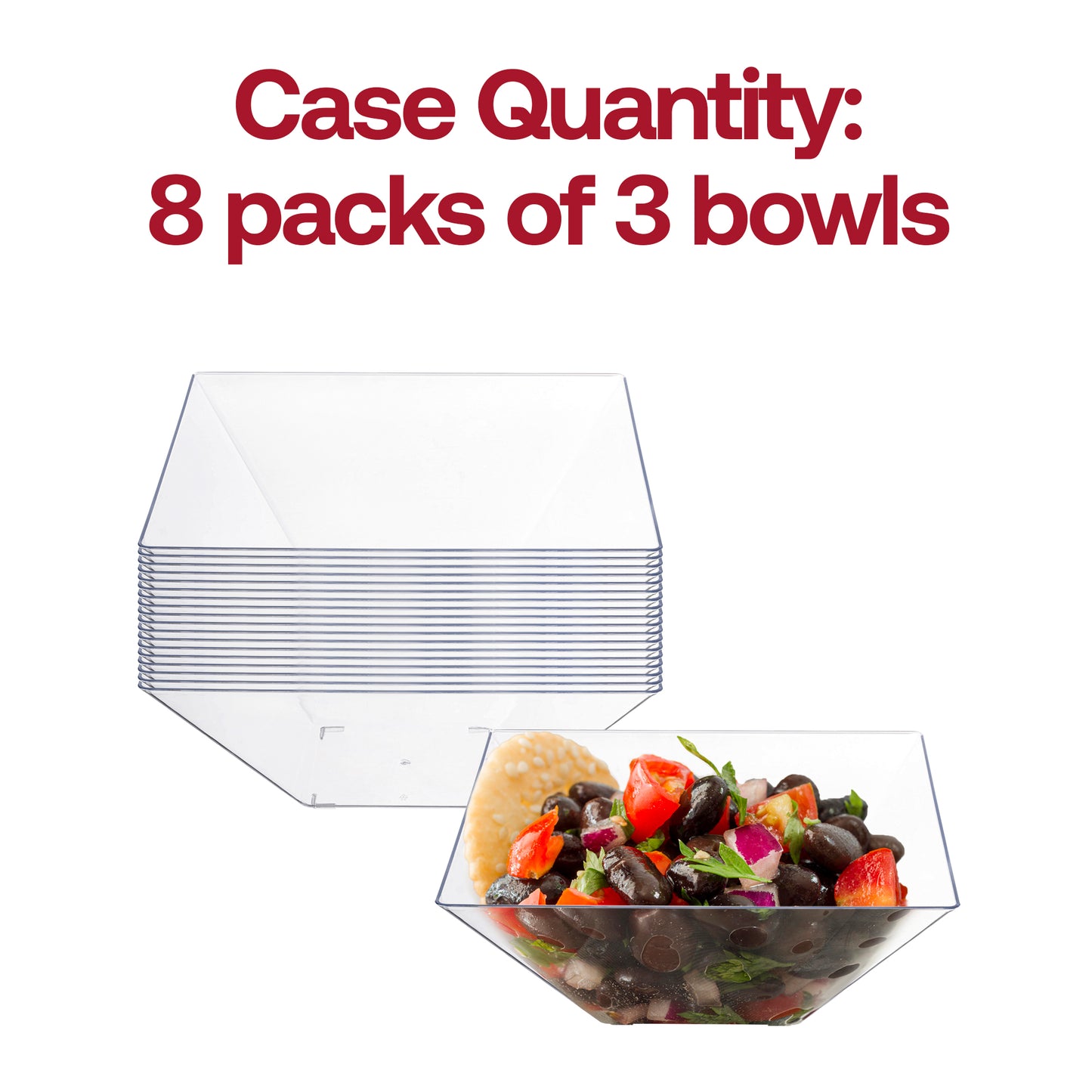 Clear Square Disposable Plastic Serving Bowls (3 qt.)