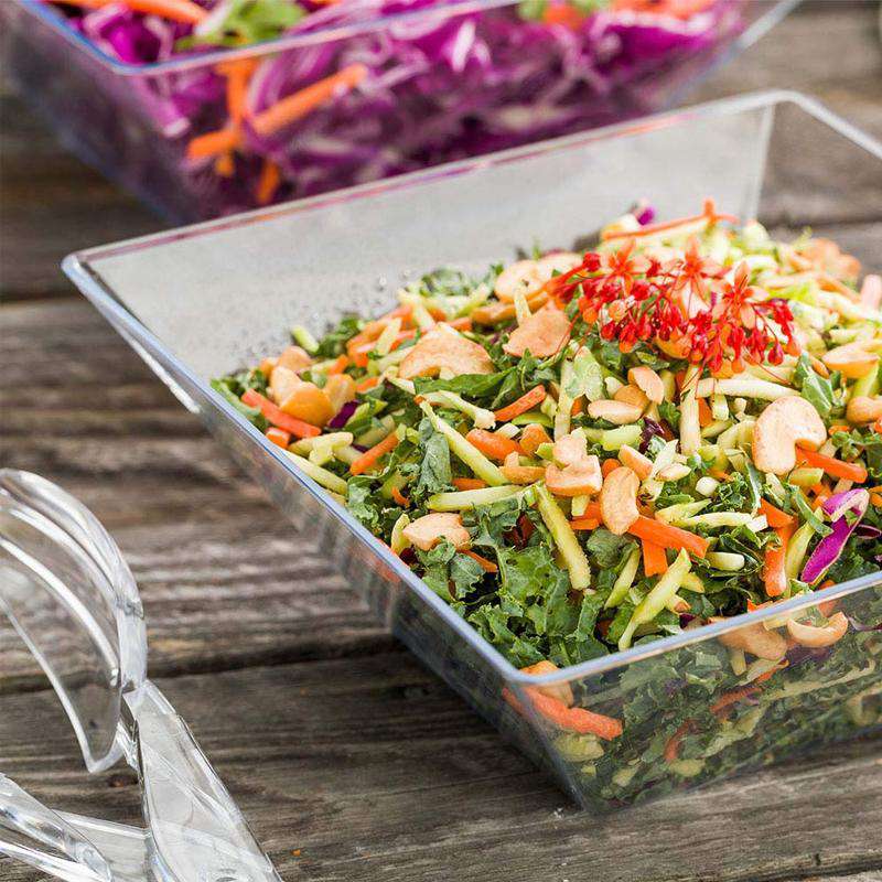 Clear Square Disposable Plastic Serving Bowls (3 qt.)