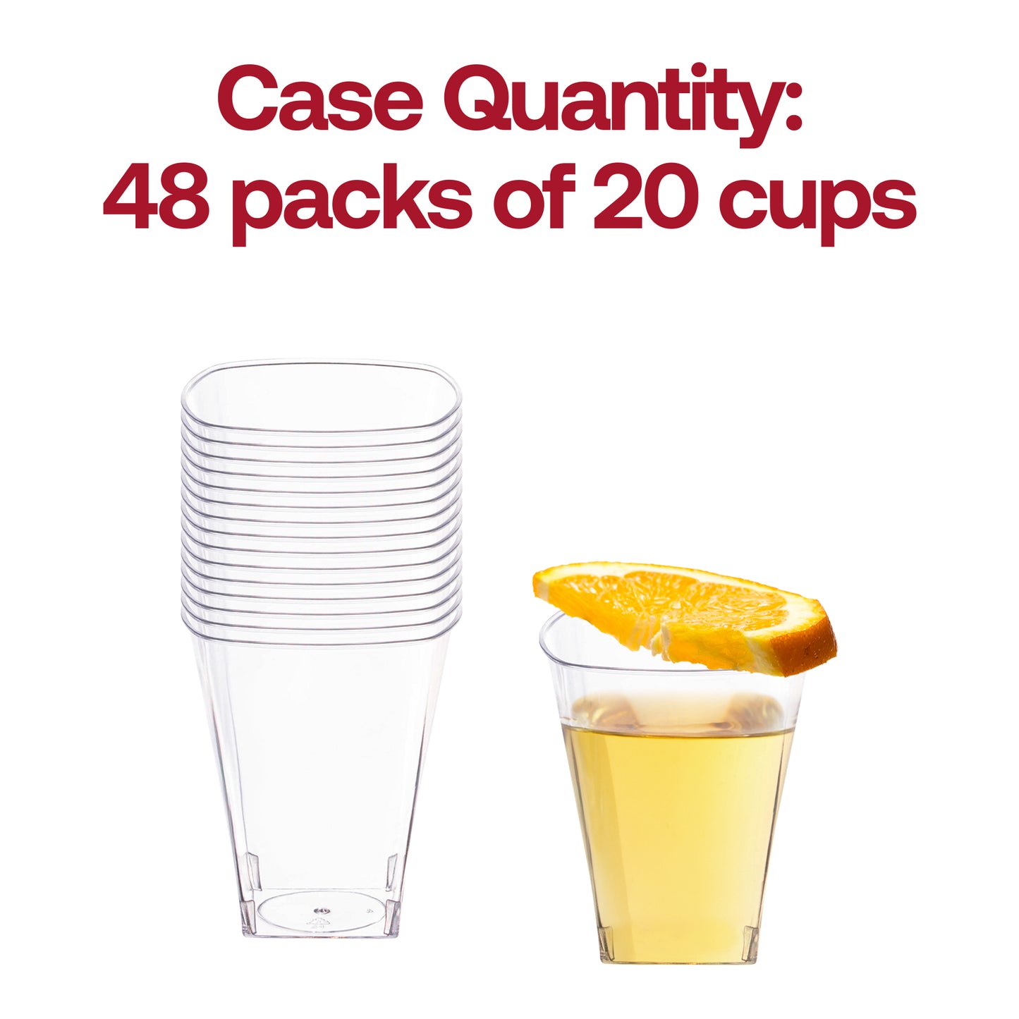 2 oz. Clear Square Disposable Plastic Shot Glasses