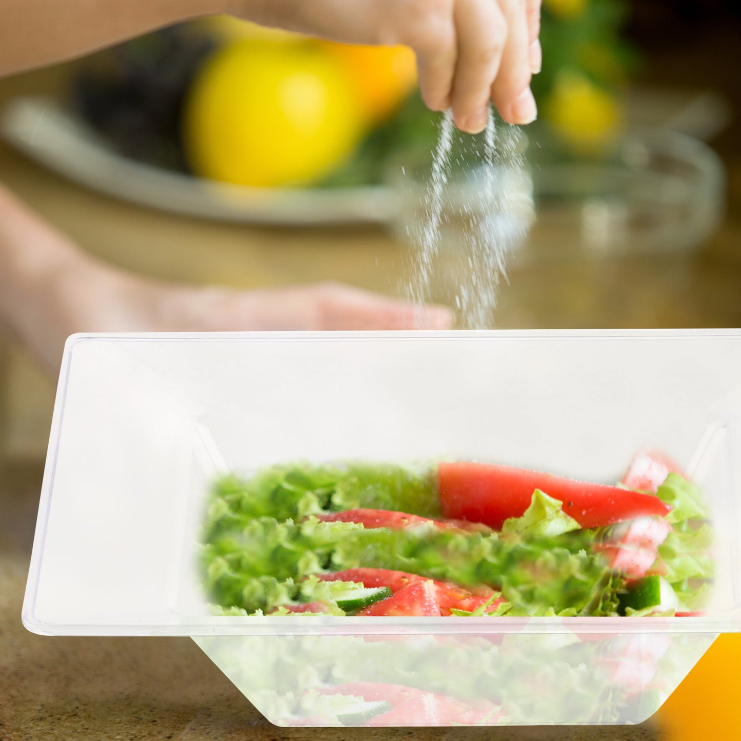 Clear Square Disposable Plastic Soup Bowls (12 oz.)