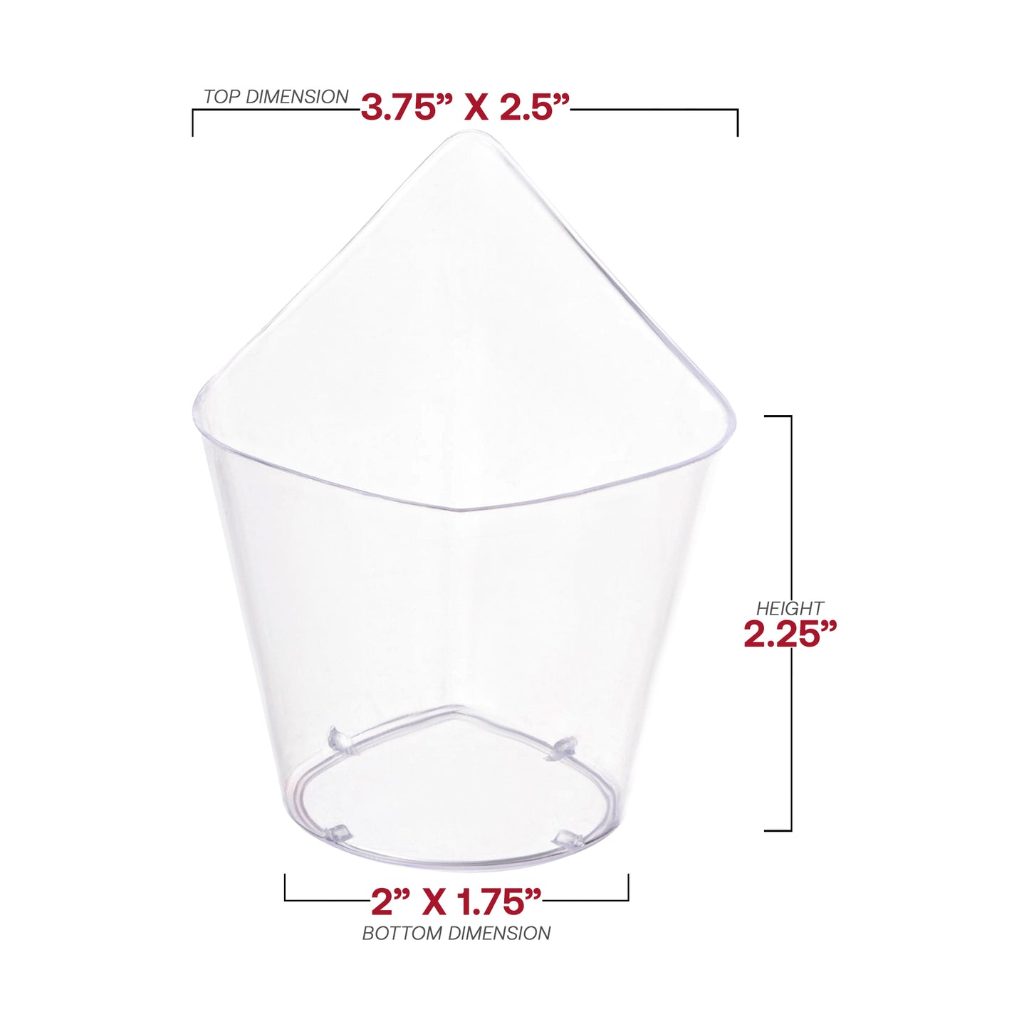 4 oz. Clear Teardrop Disposable Plastic Cups Dimension | The Kaya Collection