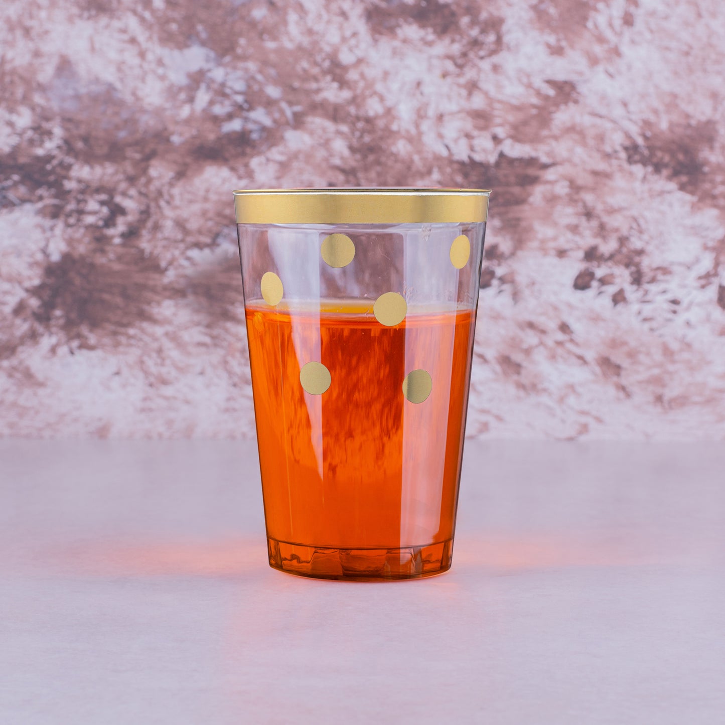 12 oz. Clear with Gold Dots Round Plastic Tumblers