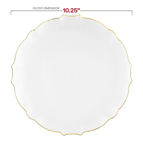 Clear with Gold Rim Round Lotus Plastic Dinner Plates (10.25