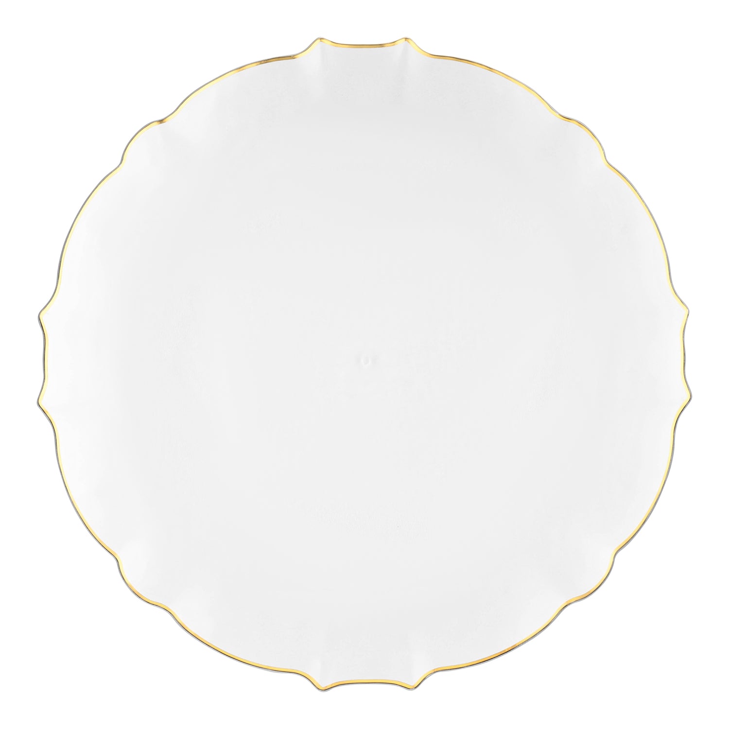 Clear with Gold Rim Round Lotus Plastic Dinner Plates (10.25") | The Kaya Collection