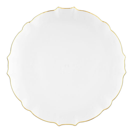 Clear with Gold Rim Round Lotus Plastic Dinner Plates (10.25") | The Kaya Collection
