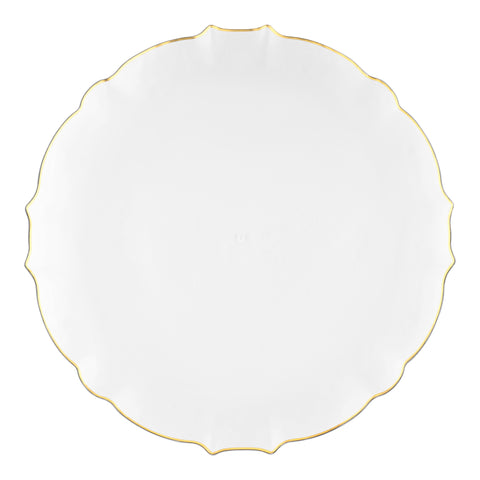 Clear with Gold Rim Round Lotus Plastic Dinner Plates (10.25