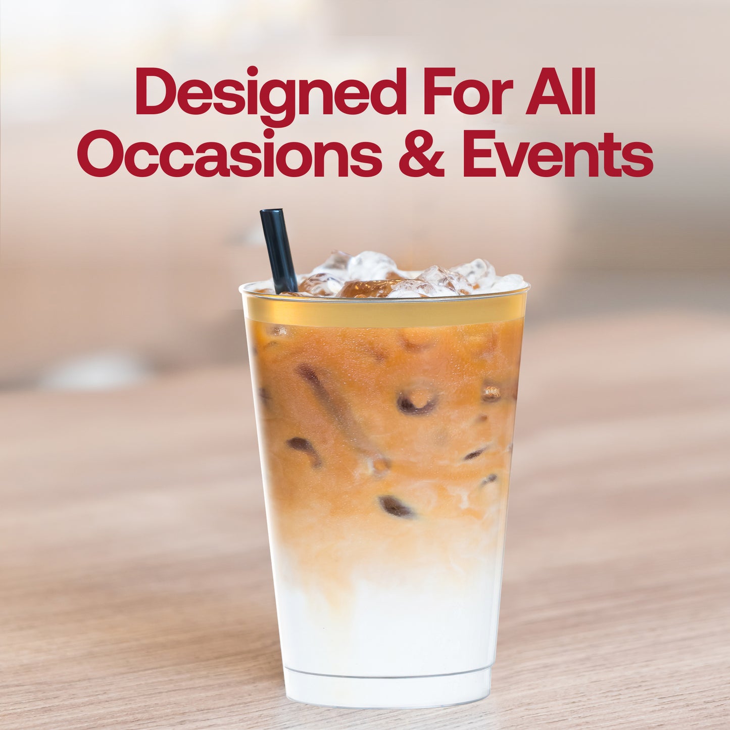 12 oz. Clear with Metallic Gold Rim Round Tumblers Lifestyle | The Kaya Collection