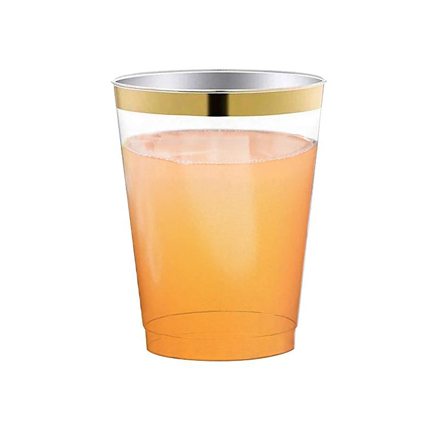 12 oz. Clear with Metallic Gold Rim Round Disposable Plastic Tumbler