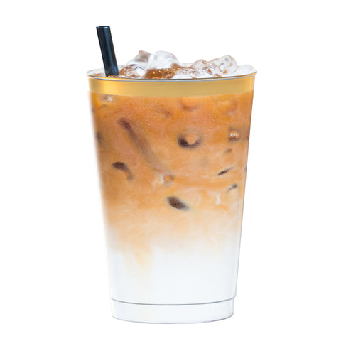 12 oz. Clear with Metallic Gold Rim Round Tumblers Secondary | The Kaya Collection