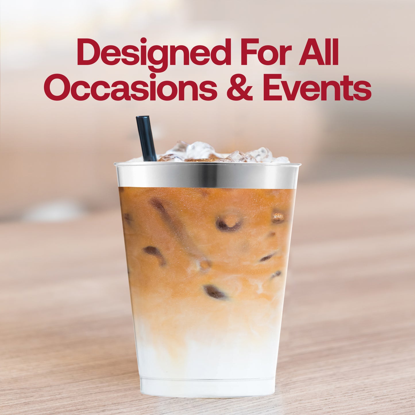 10 oz. Clear with Metallic Silver Rim Round Tumblers Lifestyle | The Kaya Collection