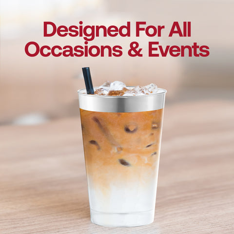 12 oz. Clear with Metallic Silver Rim Round Tumblers Lifestyle | The Kaya Collection