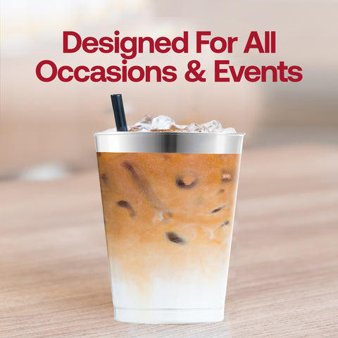 10 oz. Clear with Metallic Silver Rim Round Tumblers Lifestyle | The Kaya Collection