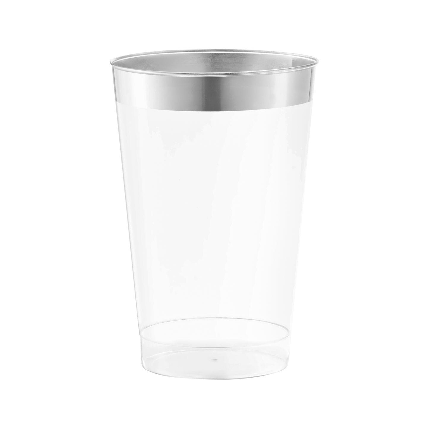 12 oz. Clear with Metallic Silver Rim Round Tumblers Main | The Kaya Collection