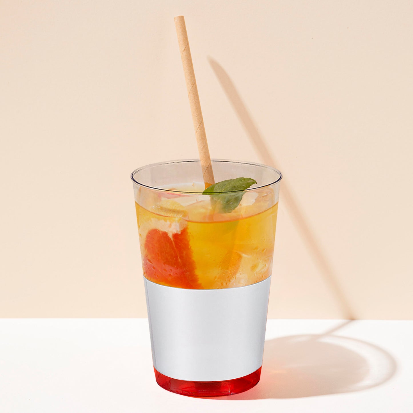 12 oz. Clear with Shiny Silver Thick Bottom Round Disposable Plastic Tumblers