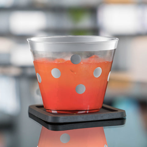 9 oz. Clear with Silver Dots Round Plastic Party Cups