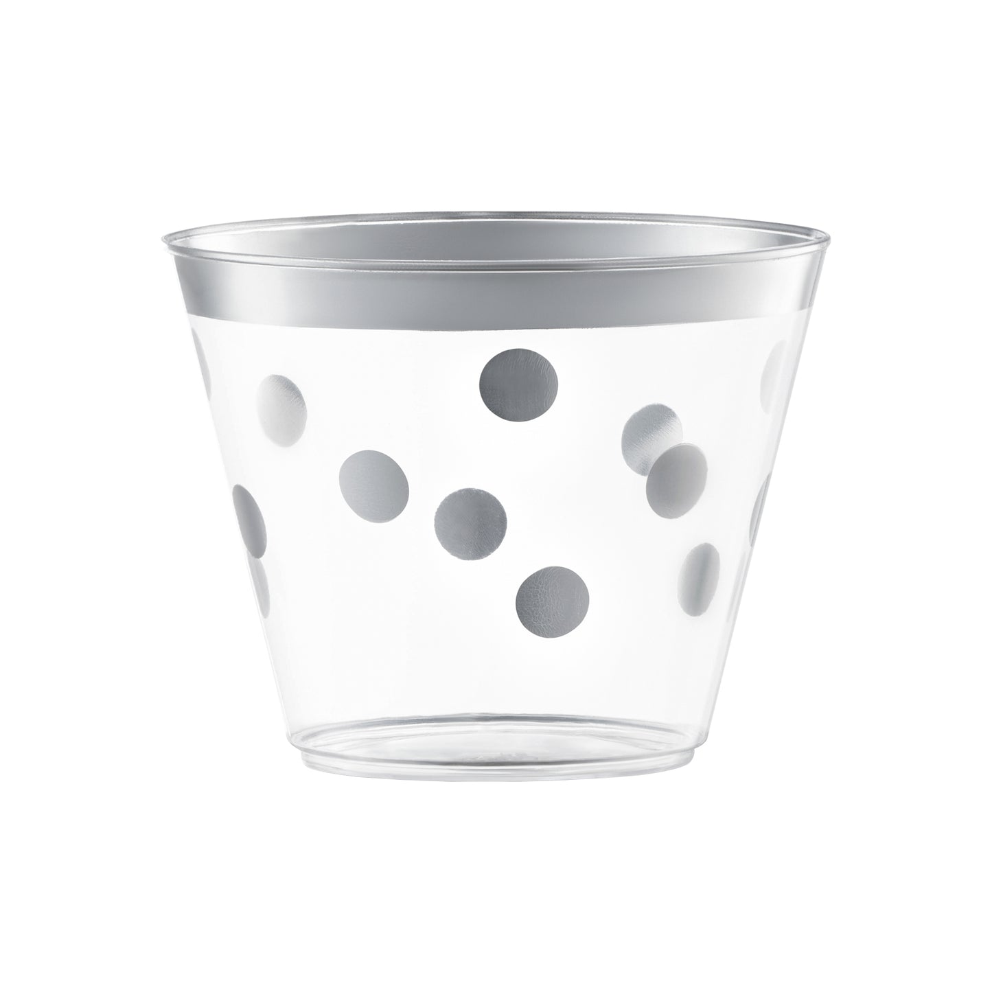 9 oz. Clear with Silver Dots Round Disposable Plastic Party Cups Main | The Kaya Collection
