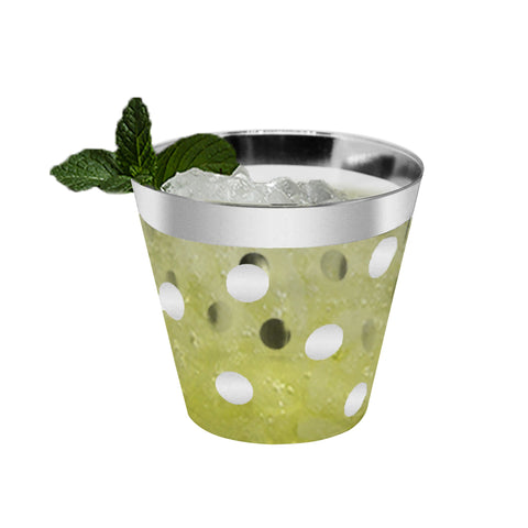 9 oz. Clear with Silver Dots Round Plastic Party Cups