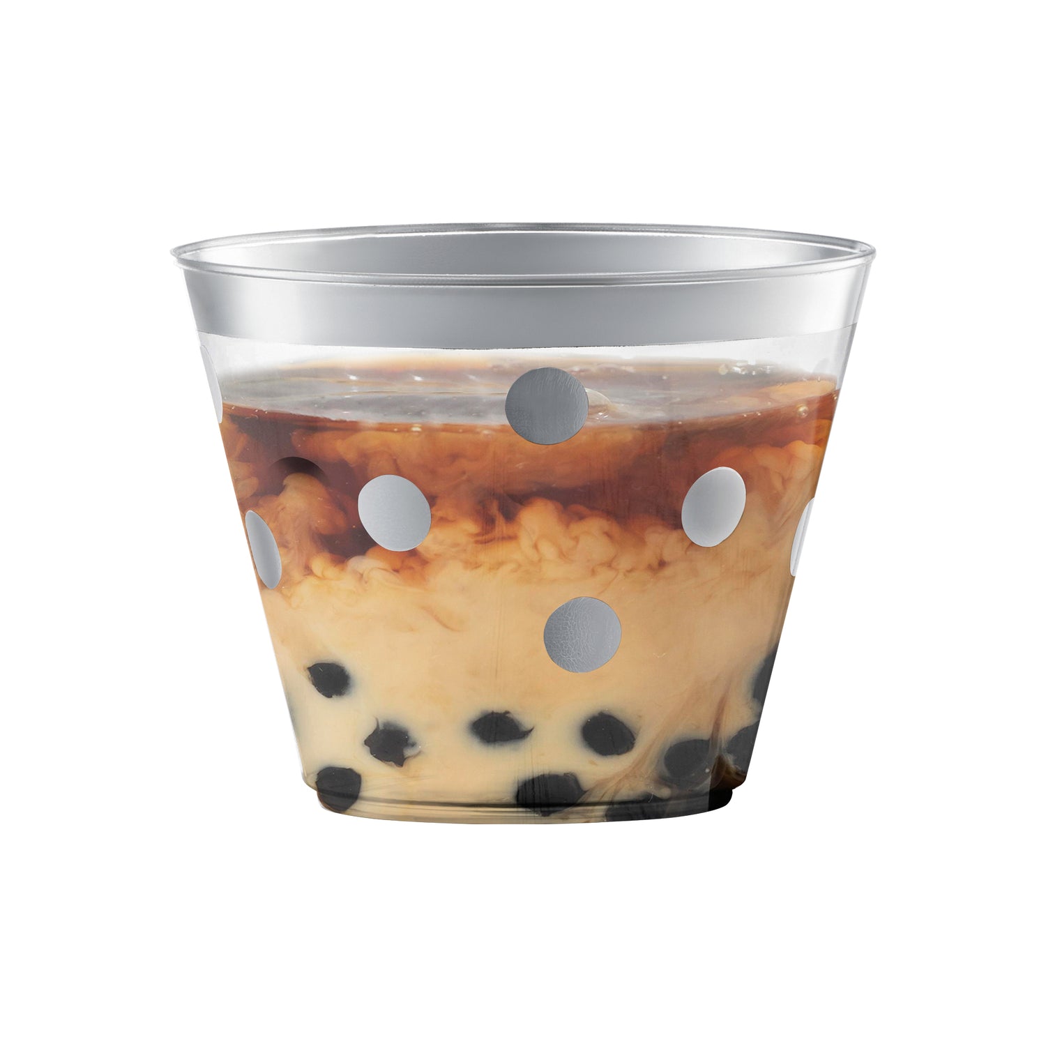 9 oz. Clear with Silver Dots Round Disposable Plastic Party Cups Secondary | The Kaya Collection