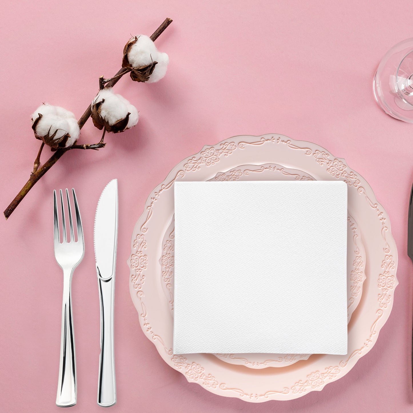 White Linen-Like Premium Disposable Paper Beverage/Cocktail Napkins