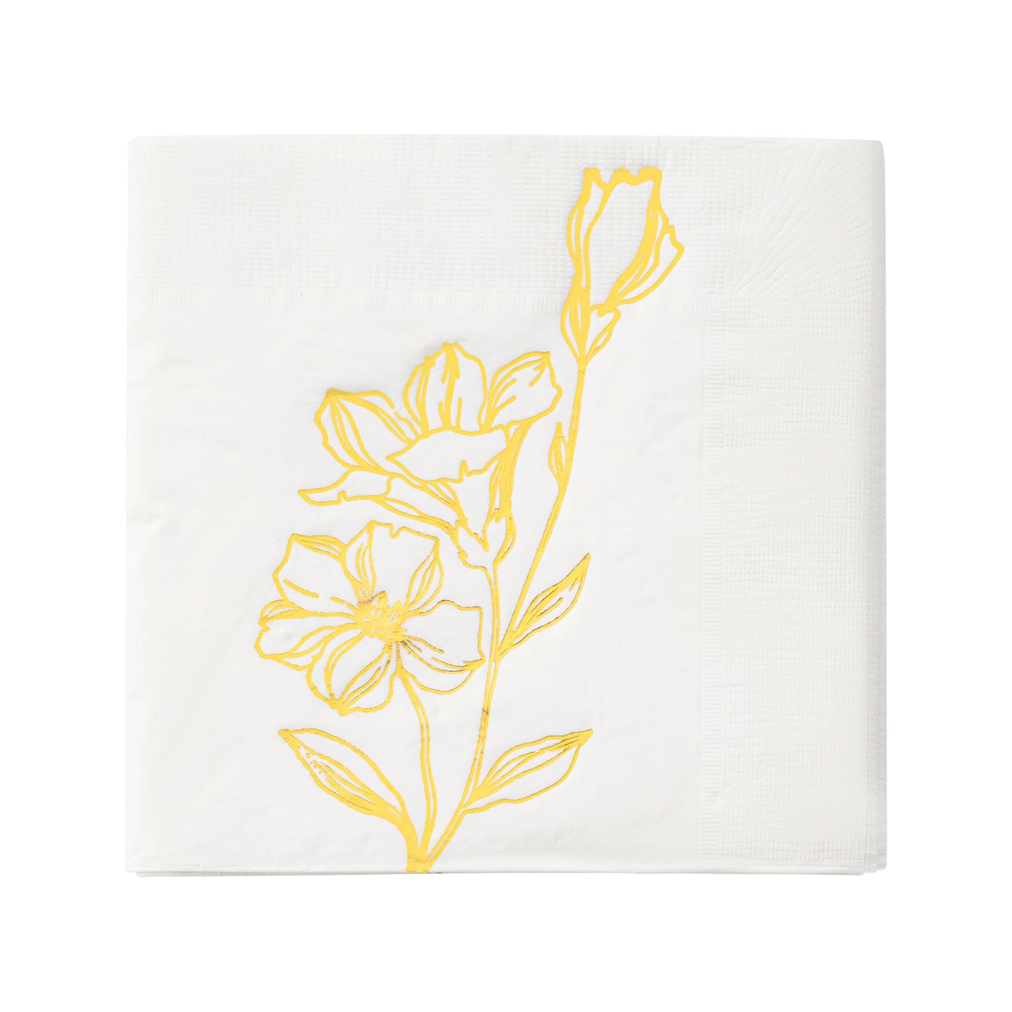White with Gold Antique Floral Paper Beverage/Cocktail Napkins Main | The Kaya Collection