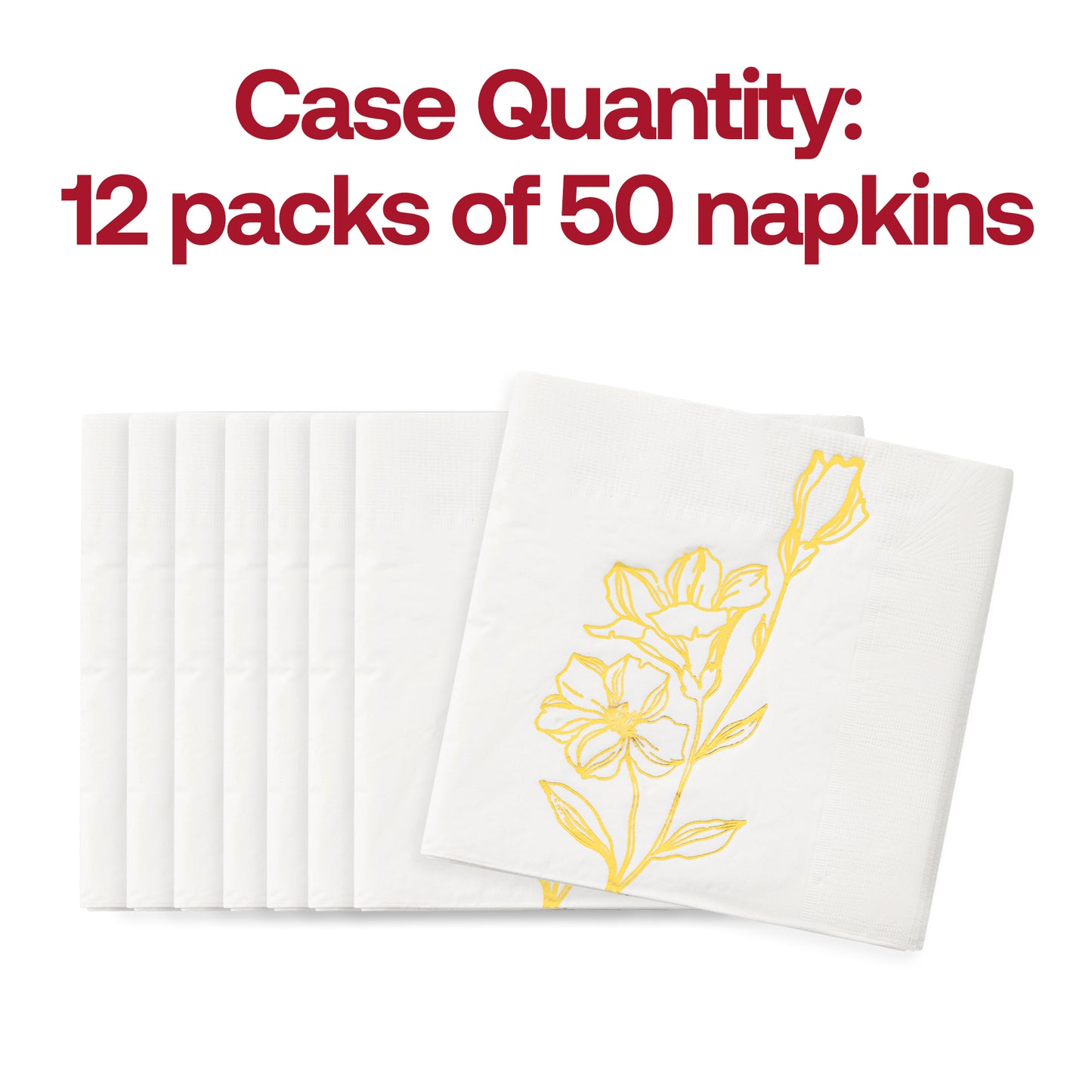 White with Gold Antique Floral Paper Beverage/Cocktail Napkins Quantity | The Kaya Collection