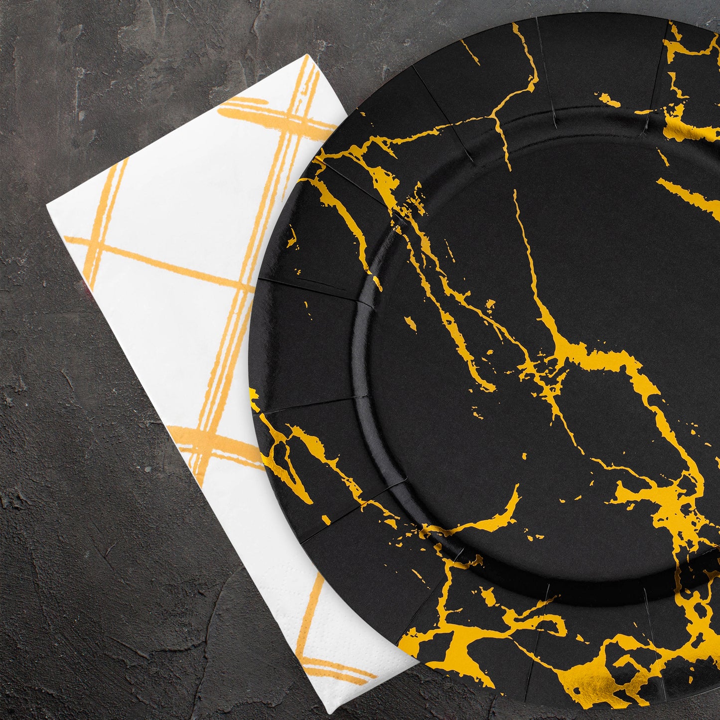 White with Gold Diamond Disposable Paper Dinner Napkins