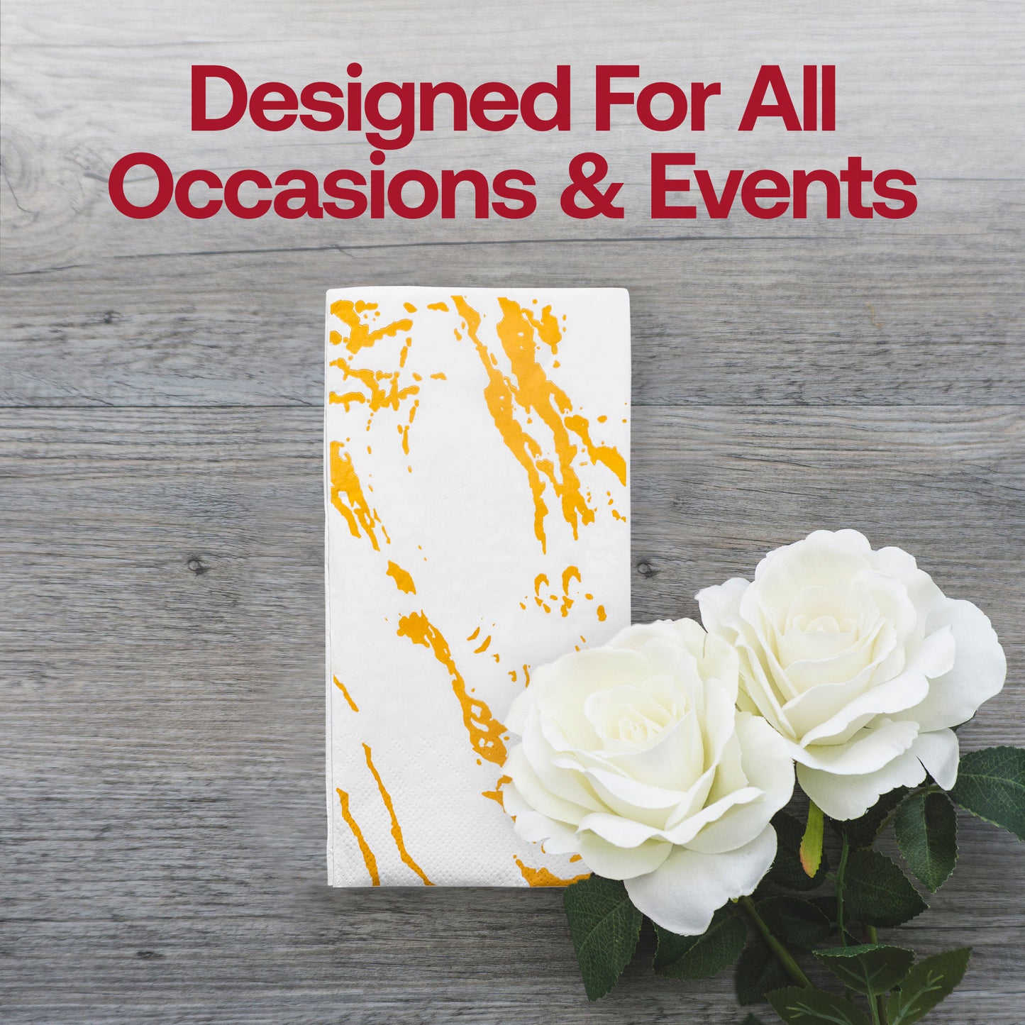 White with Gold Marble Paper Dinner Napkins Lifestyle | The Kaya Collection